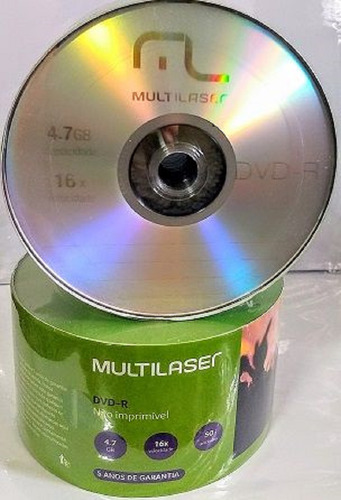 Disco virgem DVD-R Multilaser de 16x por 100 unidades