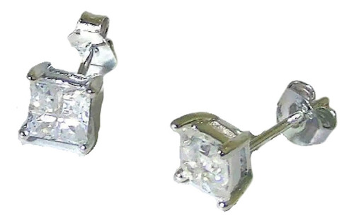 Aros Plata 925 Cuadrados Cubic Engarzados 5mm Facetados