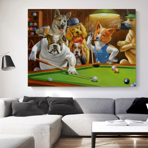 Cuadros Perros Jugando Al Pool 50x70 Cassius M. Coolidge