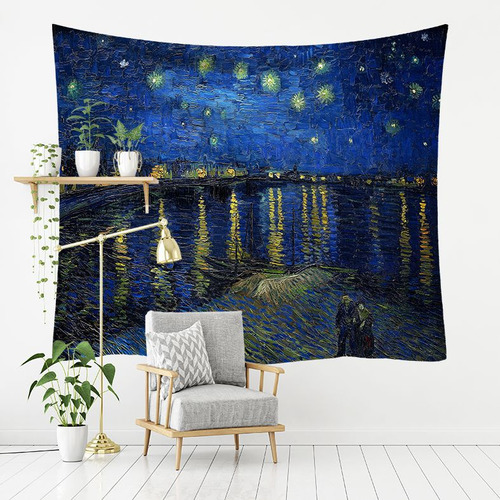 Tapiz De Noche Estrellada Van Gogh Art Wall Decor 200*150cm