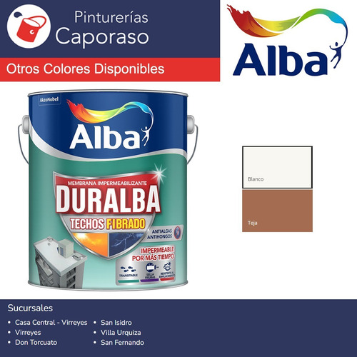 Duralba Techos Fibrado Blanco Impermeabilizante X20 Caporaso Blanco