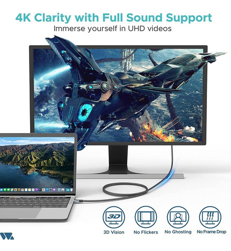 Cable Usb C A Hdmi 4k, Warrky Thunderbolt 3 A Hdmi iPad Pro