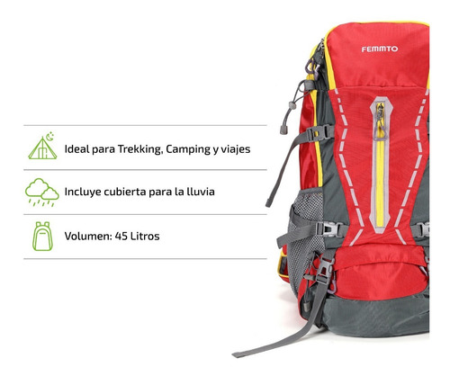 Imagen 2 de 9 de Mochila Tactica 45 Litros Camping Viaje Mujer Hombre Femmto