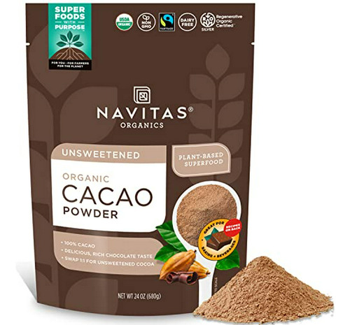 Cacao En Polvo Orgánico Navitas, No-omg, Comercio Justo, Sin