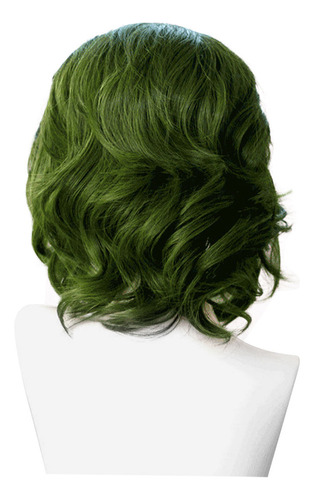 Peruca De 30 Cm, Verde, Curto, Encaracolado, Cos Fiber Silk