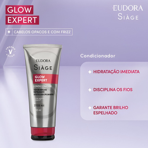 Kit 4 Glow Expert Shampoo Condicionador Máscara Capilar Balm