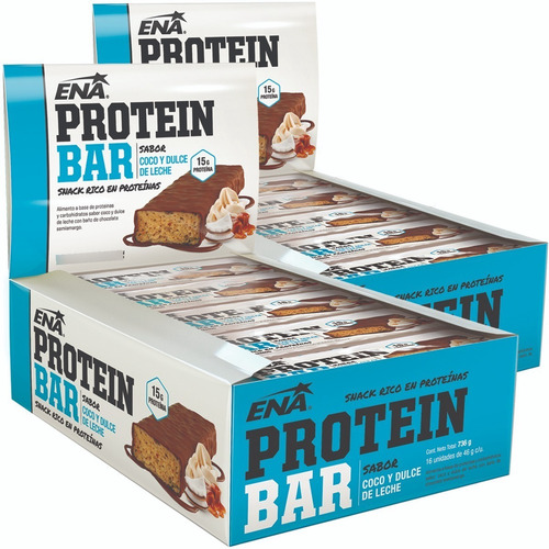 2 Cajas Barras Proteicas 46g C/barra Snack Saludable Dieta Sabor Coco
