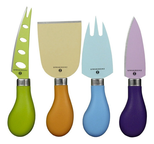 Cuchillo Para Queso Zassenhaus 4 Pz Colores Acero Inox