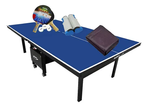 comprar Mesa Ping Pong 1084 Klopf + Kit 5055 + Rede Retrátil + Capa Cor Azul