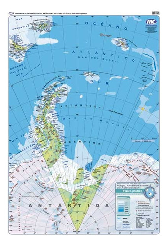 Mapa Antártida Argentina (div Política) Varillado 70x100cm