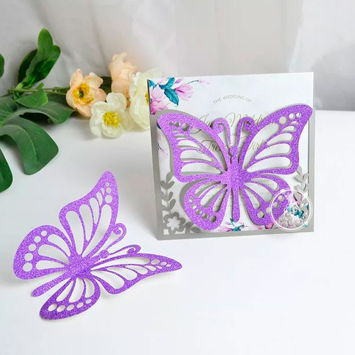 50 Invitaciones Sobre Corte Laser S 15-222 + Mariposa Aperl