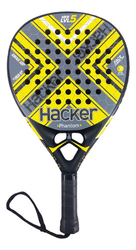 Paleta Padel Hacker Lvl-5 Phantom. 18k Eva Confort Importada