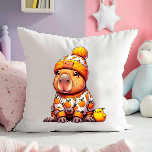 Almohadon 40x40 Capibara Meme Adorable Modelo 2 Liso