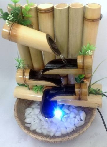 Imagem 2 de 4 de Fonte Agua Cascata Bambu 5 Quedas C/ Ilum. De Leds