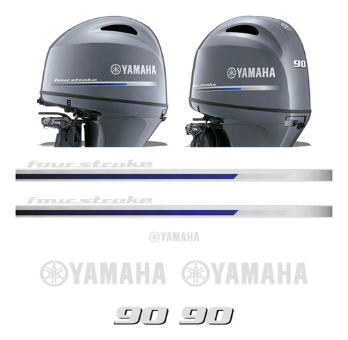 Adesivos Four Stroke Motor Yamaha 90 Hp 4 Tempos Refletivo