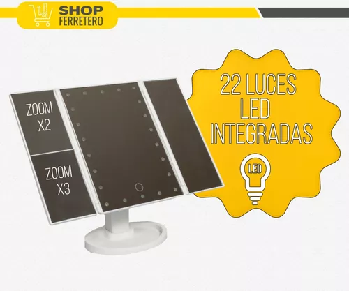 Espejo De Maquillaje Pantalla Táctil Luz Led Giratorio 180°