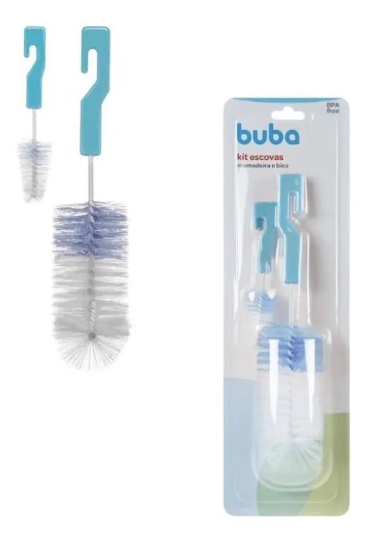 Buba Kit Escova Para Lavar Mamadeira E Bico Azul