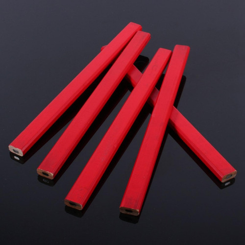 10 Unids/paquete De Lápiz De Carpintero Rojo Duro Octagonal