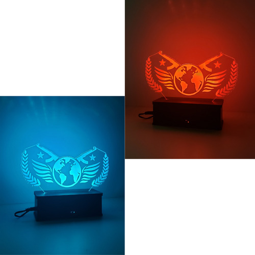 Counter Strike, Game, Csgo, Luminária Led, 16 Cores+controle Cúpula 16 Cores Estrutura Preto