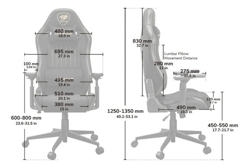 Silla Profesional Cougar Explore Army Jet Gray F