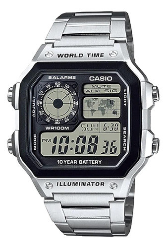 Casio World Time Ae-1200whd-1av Reloj Digital Para Hombre, C