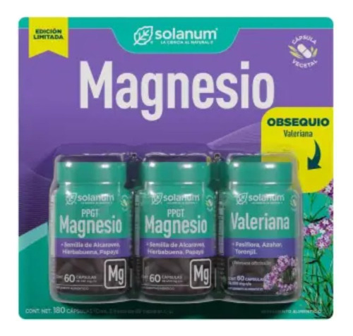 Duo Pack Solanum Magnesio Y Valeriana De 60 Caps Cu Sabor Sin Sabor