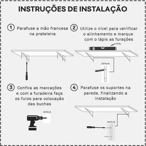 Prateleira 90 X 25cm Branca Com Mão Francesa