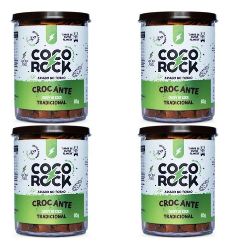 Coco chips assado no forno CocoRock CRISPY DE COCO sem glúten 85 g pacote x 4 u