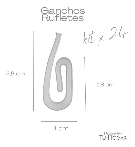Imagen 2 de 7 de Gancho Ruflete Para Cortina Riel Pack X 24