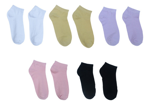 5 Pares De Calcetines De Un Solo Color Para Mujer, Zapatilla