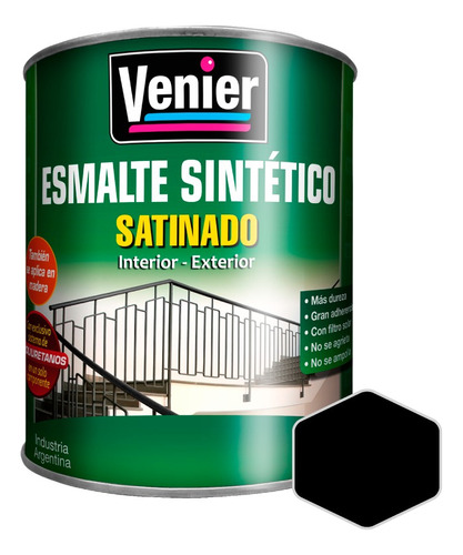 Esmalte Sintetico Satinado Venier 3p | Negro | 4lt