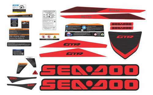 Kit Adesivos Jet Ski Sea Doo Gtr 230 Acima 2020 Vermelho 