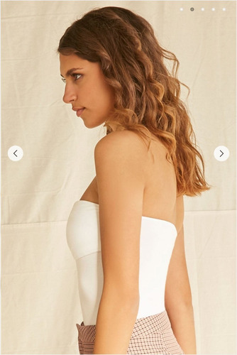 Bodysuit Forever 21 Blanco Strapless Escote Corazón Blanco Ch (Usado)