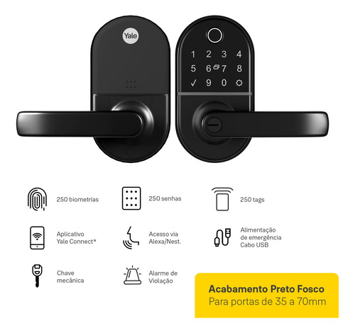 Fechadura Digital Compact Com Biometria E Senha Yale