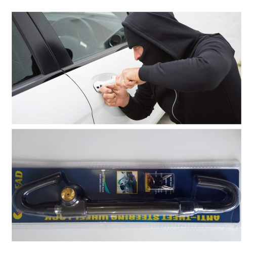 Imagen 3 de 4 de Seguro De Volante Bastón/pedal Antirrobo Auto Alta Calidad