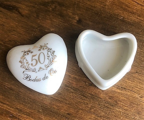 Imagem 2 de 7 de Lembrancinha 5 Porta-joias Coração Bodas De Ouro 50 Anos