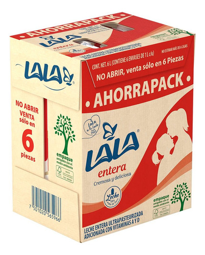 Leche Lala Entera 6 Pack De 1l C/u