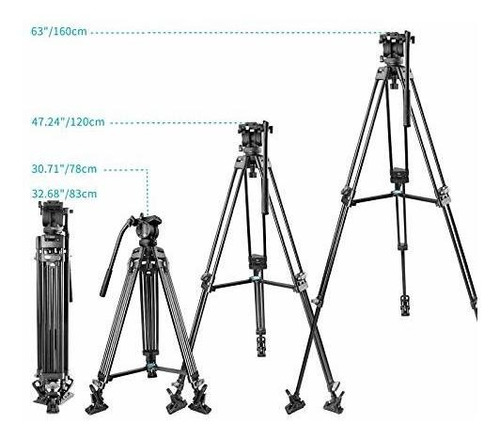 Tripode Video Profesional Aluminio Resistente 63 Cabezal