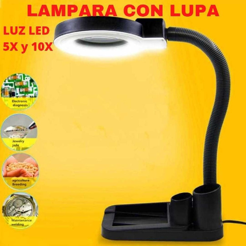 Imagen 1 de 2 de Lampara De Mesa Con Lupa Y Luz Led 5x Y 10x