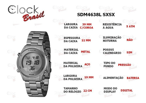 Imagem 5 de 7 de Relógio Lince Feminino Digital Sdm4638l Sxsx