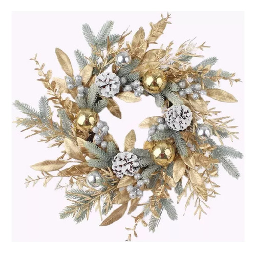 Para Corona Navidad Para Puerta Principal, Corona Dorada