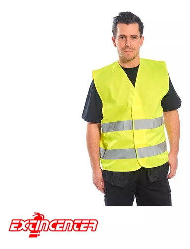 Kit De Seguridad Vehicular Chaleco Vial Con Bandas Reflectivas Amarillo Fluorescente Más Funda Cobertor Con Abrojo Para Matafuego De Automovil Balon 1 Kg Apto Para Vtv Facil Instalación