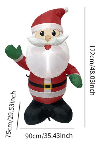 Adorno Inflable Navideño De Papá Noel De 122 Cm Para