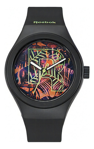 Reloj Reebok Negro Analogo Icon Vibrant Foliage Glow Dark Rc Color del fondo Multicolor