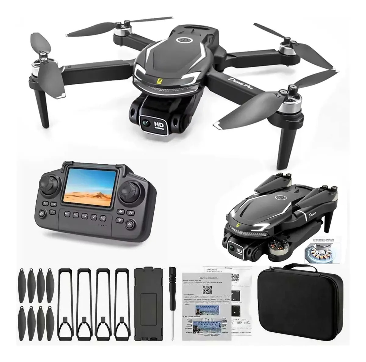 Drone V88pro Profissional Com Camera Hd Controle Remoto Tela Preto