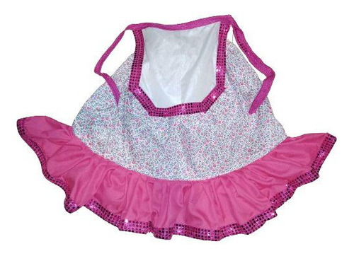 Pollera Paisana Niña 130 X 55 Cms Con Delantal Ribete Fuxia