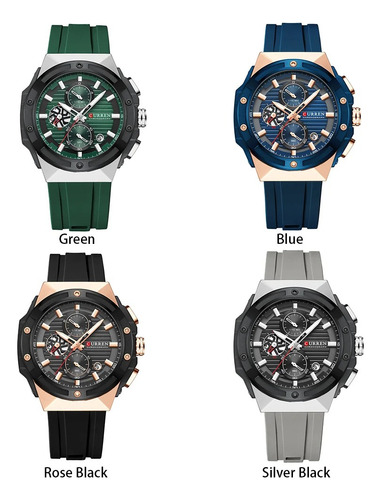 Reloj De Cuarzo Curren 8462 Para Hombre, Correa De Silicona,