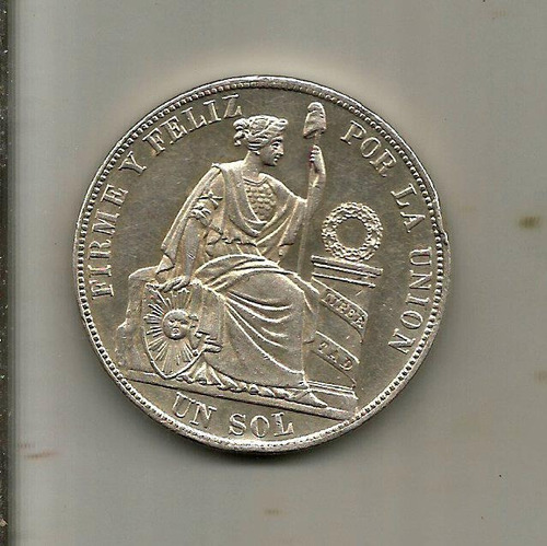 Moneda De Plata Un Sol Del Peru Año De 1868 6/7