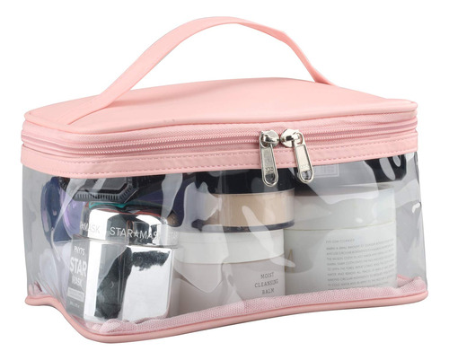 Bolsa De Maquillaje Grande Transparente Resistente Con Bolsi