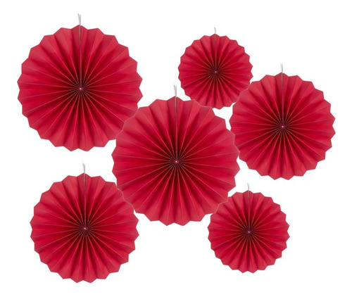 Decoración Colgante Abanicos De Papel Rojo (rojo,6pc)